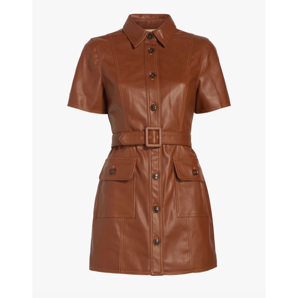 *NWT* Divine Heritage Vegan Leather Belted Dress